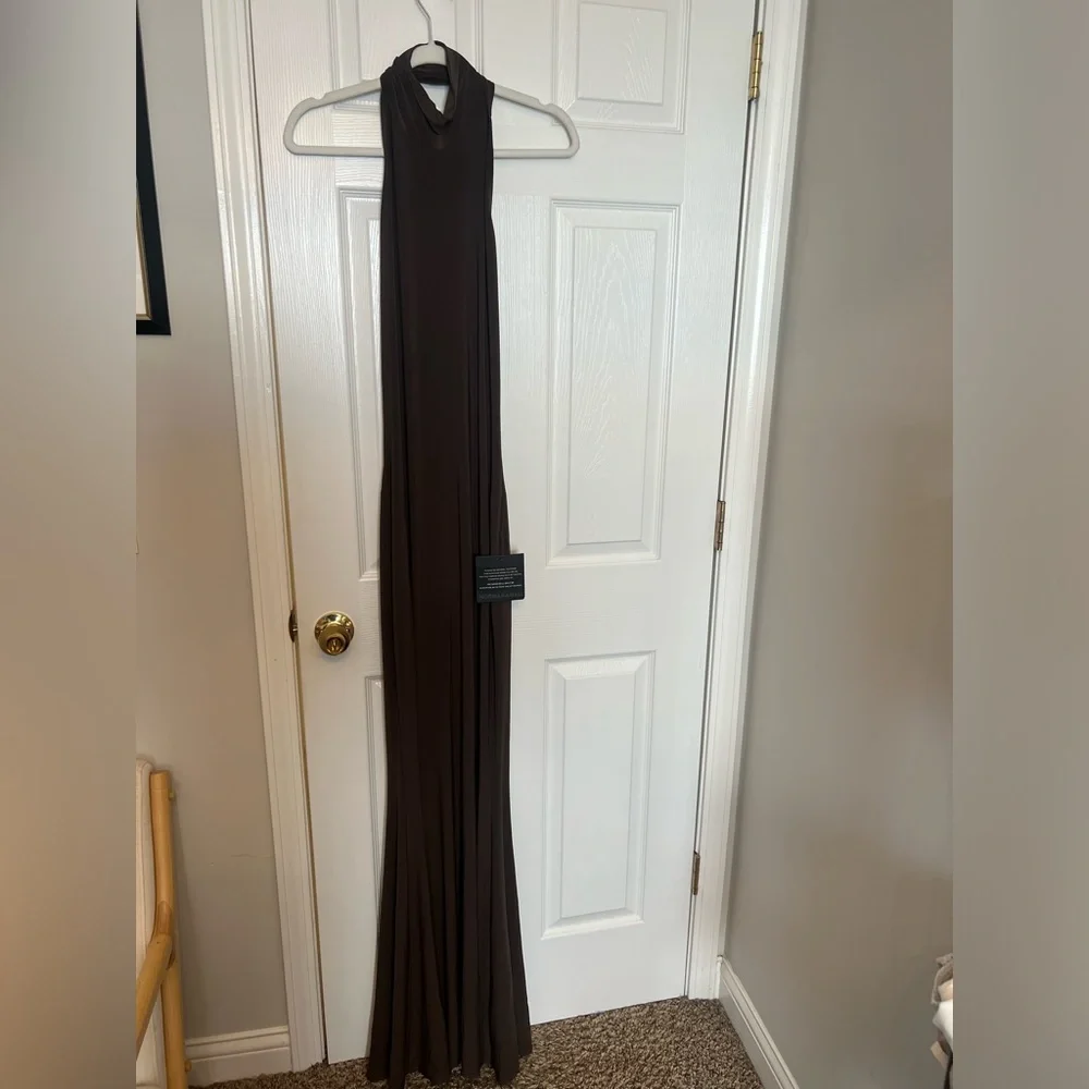 Norma Kamali Brown Halter Maxi Dress - Picture 4 of 11